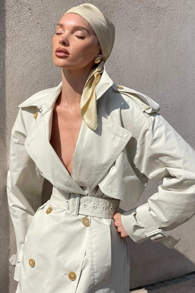 Lapel Belted Waist Elegant Office Overcoat Main image
