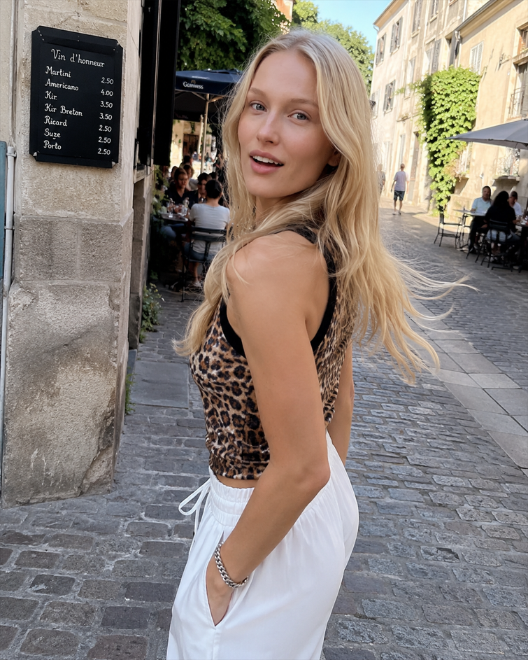 Leopard Sequin Crop Tank Top Main image