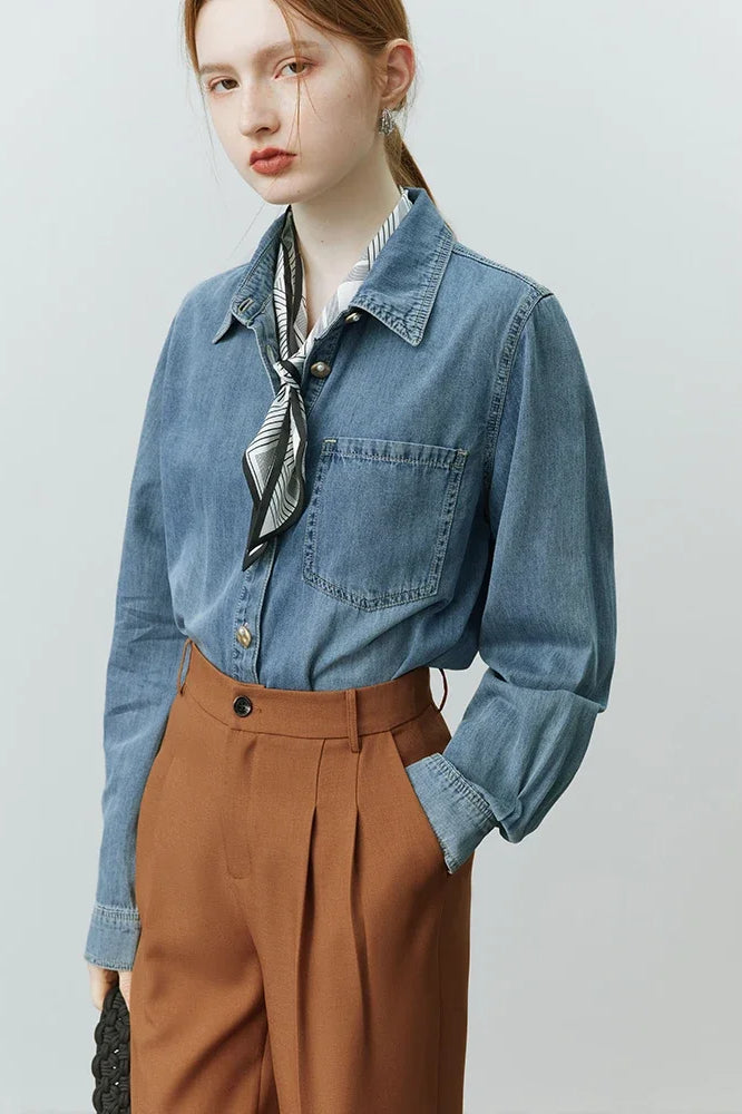 Soft Denim Casual V-Neck Jacket Secondary image