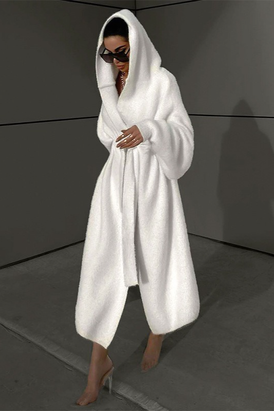 Solid Hooded Loose Stylish Long Overcoat Main image