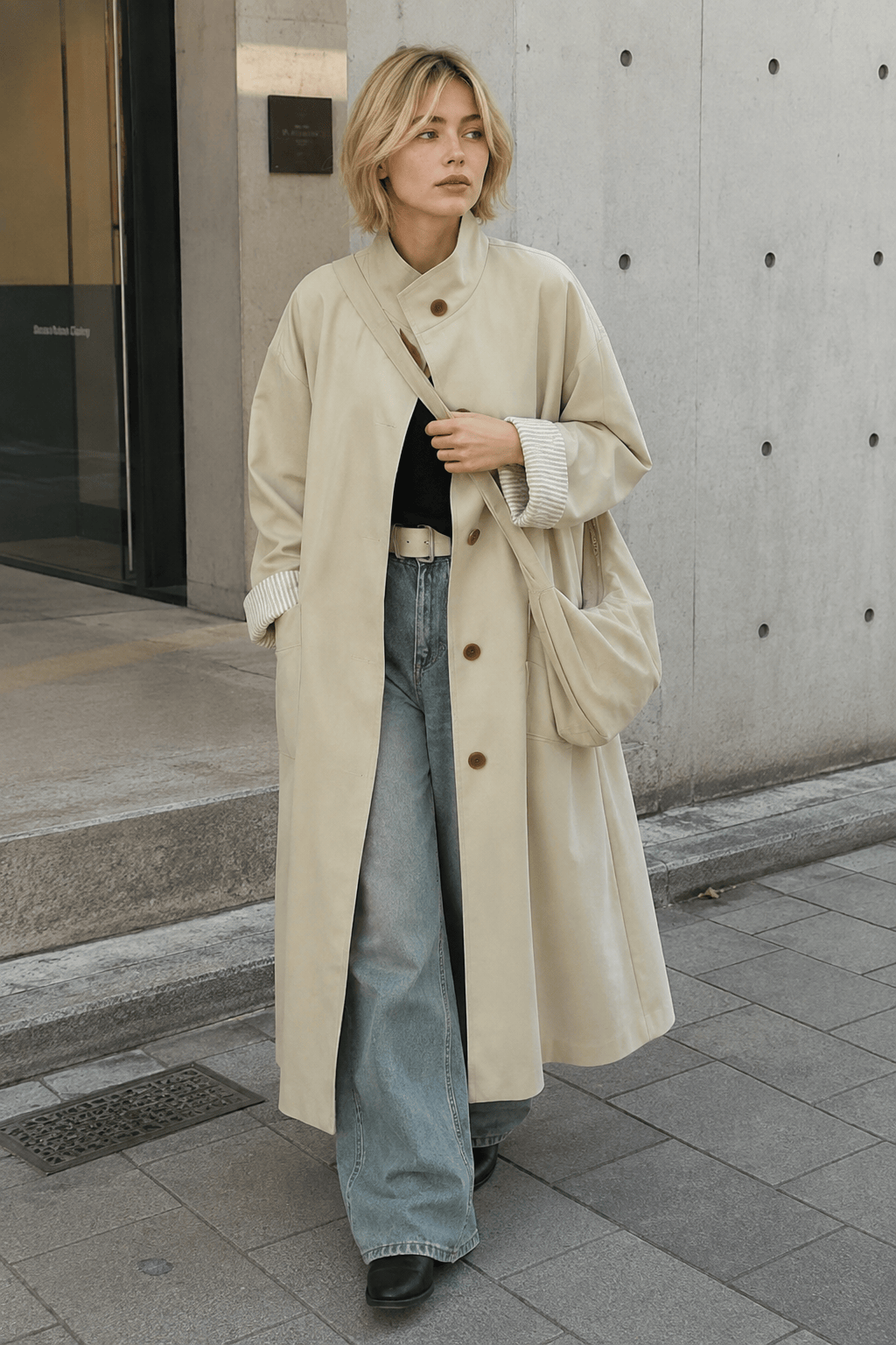 Relaxed Midi Blend Panel Design Overcoat Secondary image