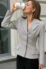 Charcoal Gray Tailored Waist Blazer