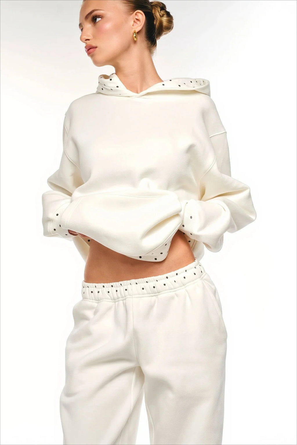 Loose Fit Polka Dot Printed Hoodie