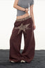 Star Leopard Embroidered Wide Leg Pants