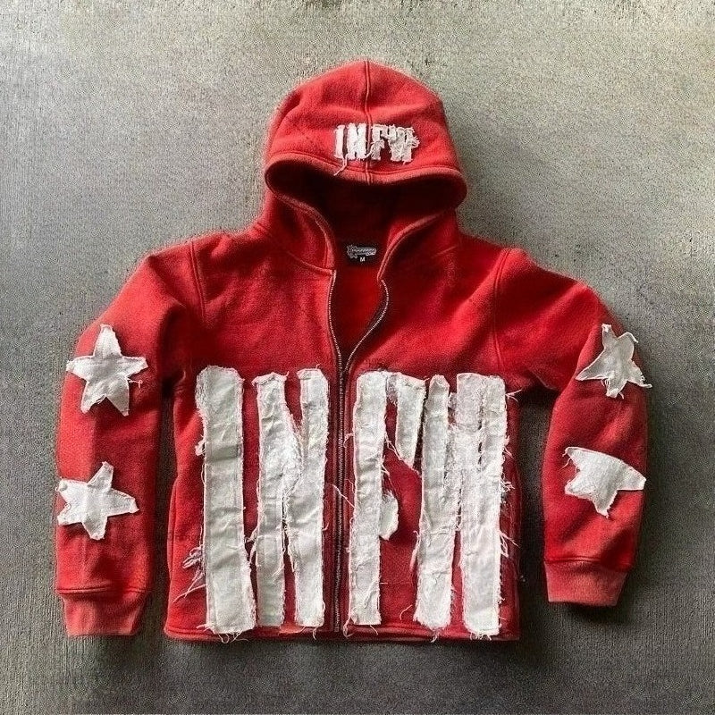 Vintage Patchwork Graphic Print Hoodie Main image