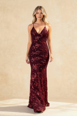 Sequins Wrap Breast Maxi Dress