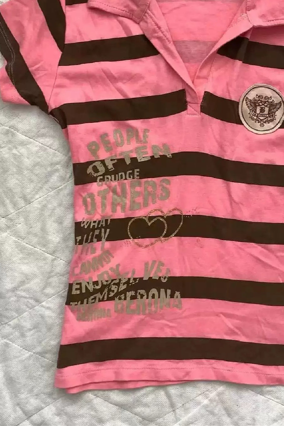 Striped Crest Collared Fitted Short Sleeve T-Shirt Secondary image