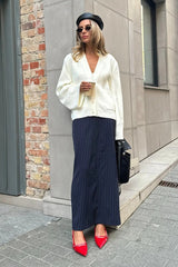 Relaxed V Neck Knit Cardigan