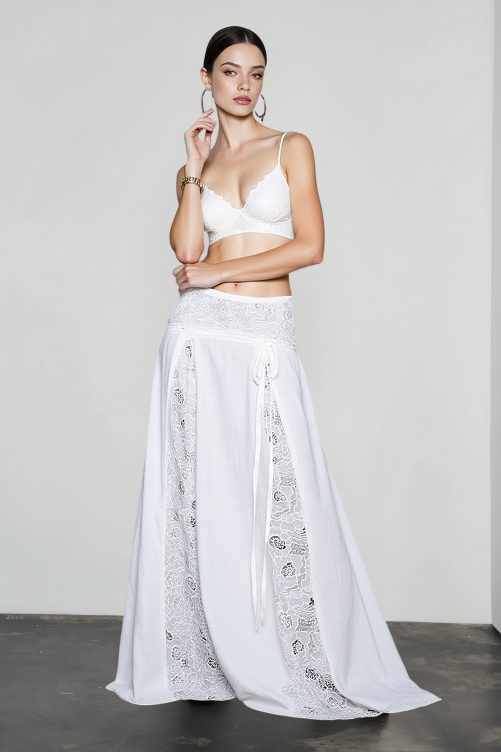 Vintage Lace Patchwork Bow Vacation Skirt Main image