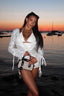 Solid Tie Lace Long Sleeve Skirt Two Piece Set