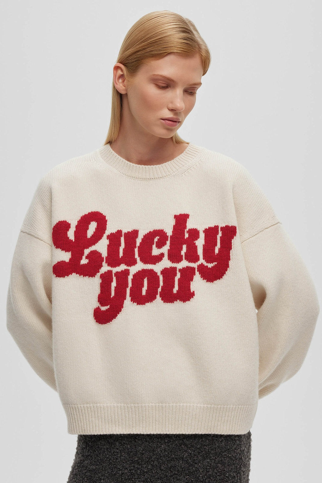 Letter Print Knit Sweater Main image