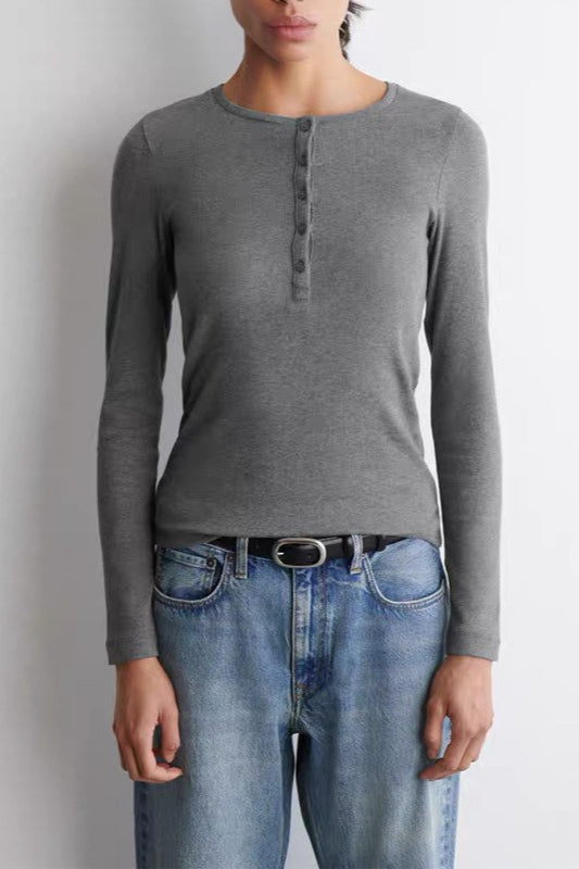 Henley Neck Slim Fit Long Sleeve Top Secondary image