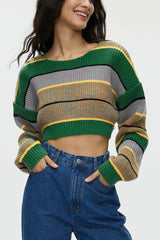 Chic Color Block Crop Sweater