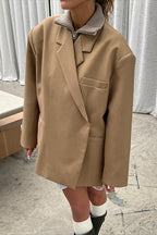 Double Breasted Side Slit Relaxed Longline Coat