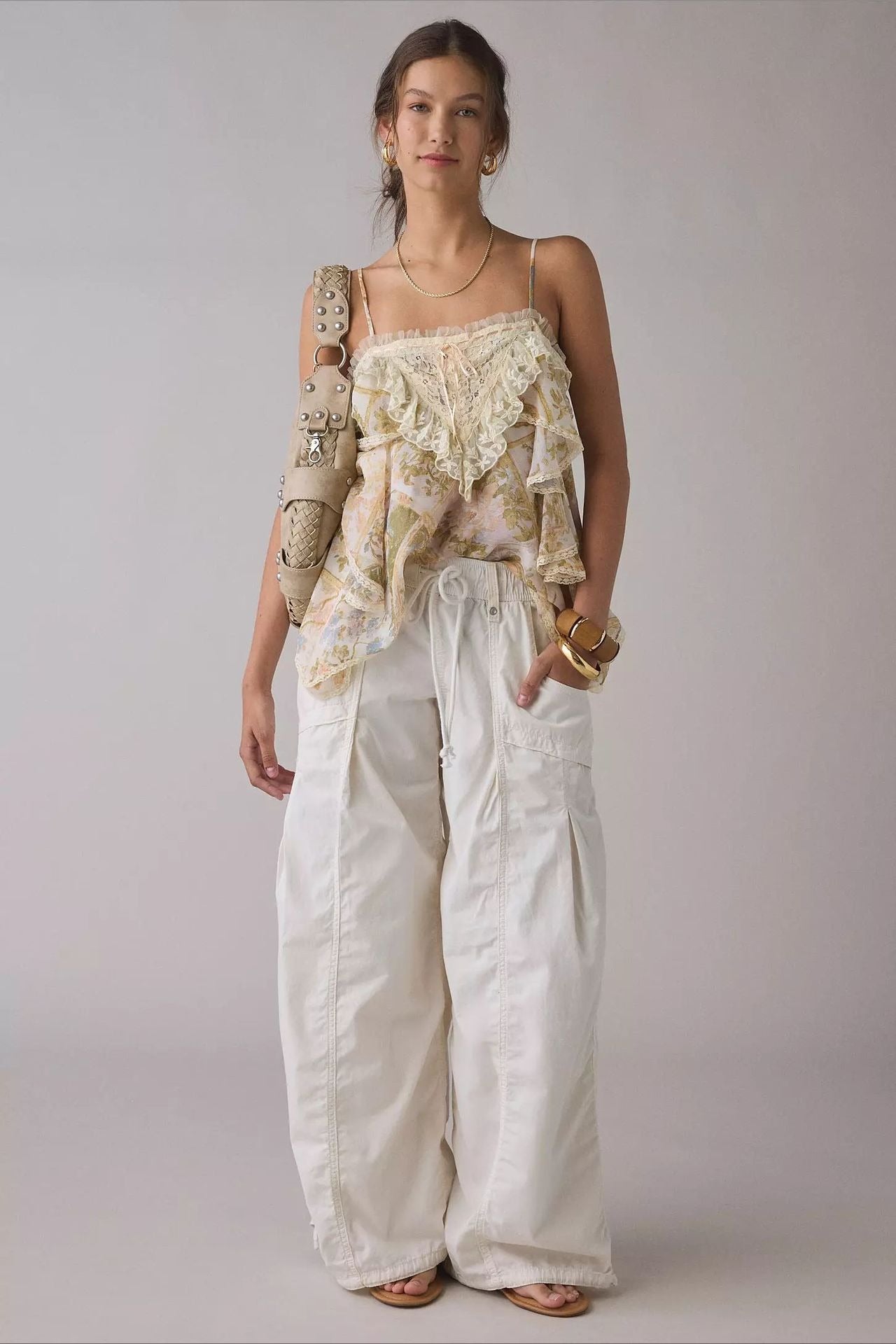 Drawstring Cargo Wide Leg Pants Secondary image