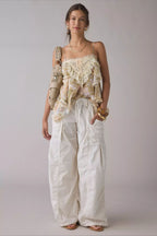 Drawstring Cargo Wide Leg Pants