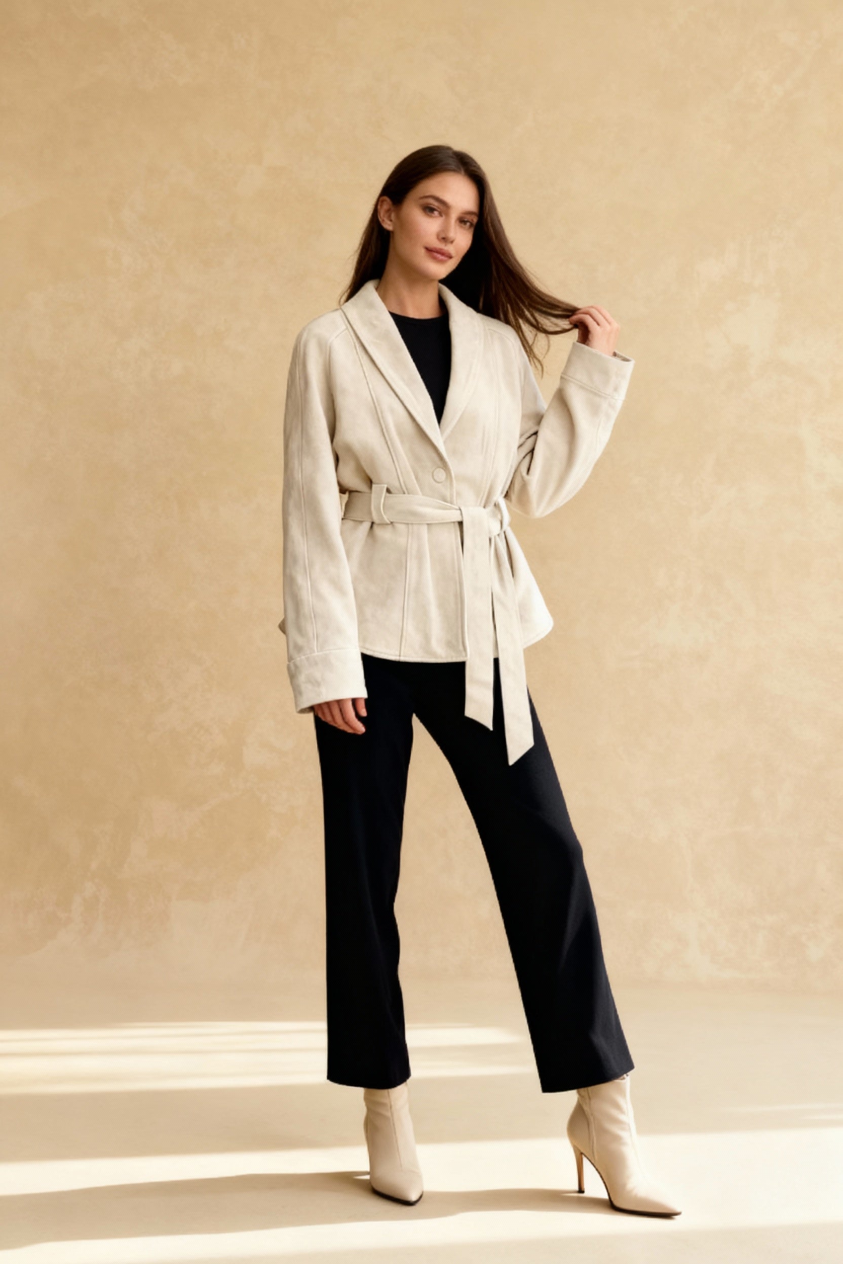 Chic Suede Long Sleeve Jacket Coat Secondary image