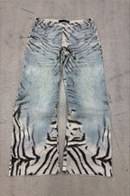 Tiger Graphic Washed Wide Leg Jeans