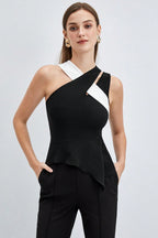 Contrast Crisscross Strap Fitted Crop Top