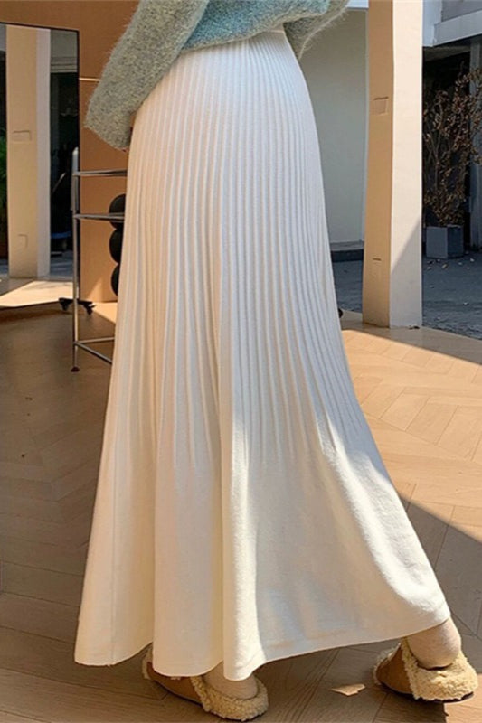 Knit Pleated High Waist Maxi Skirt Secondary image