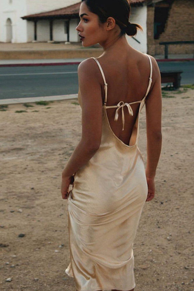 Satin Cami Tie Back Silk Dress Secondary image