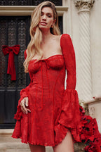 Strapless Bell Sleeve Lace Dress