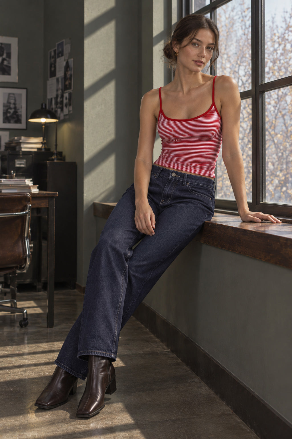 Striped Cropped Casual Cami Top Main image