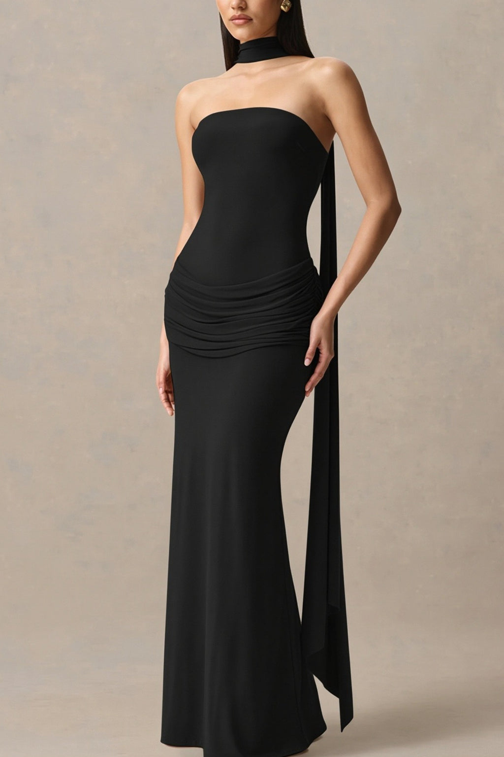 Halter Strapless Backless Tie Maxi Dress