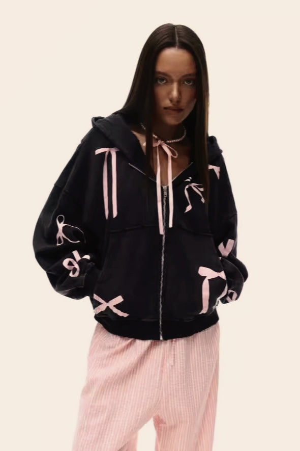 Casual Bow Print Hoodie Main image