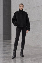 Vintage Stand Collar Buttoned Short Wool Coat