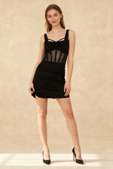 Sheer Bodice Mini Dress