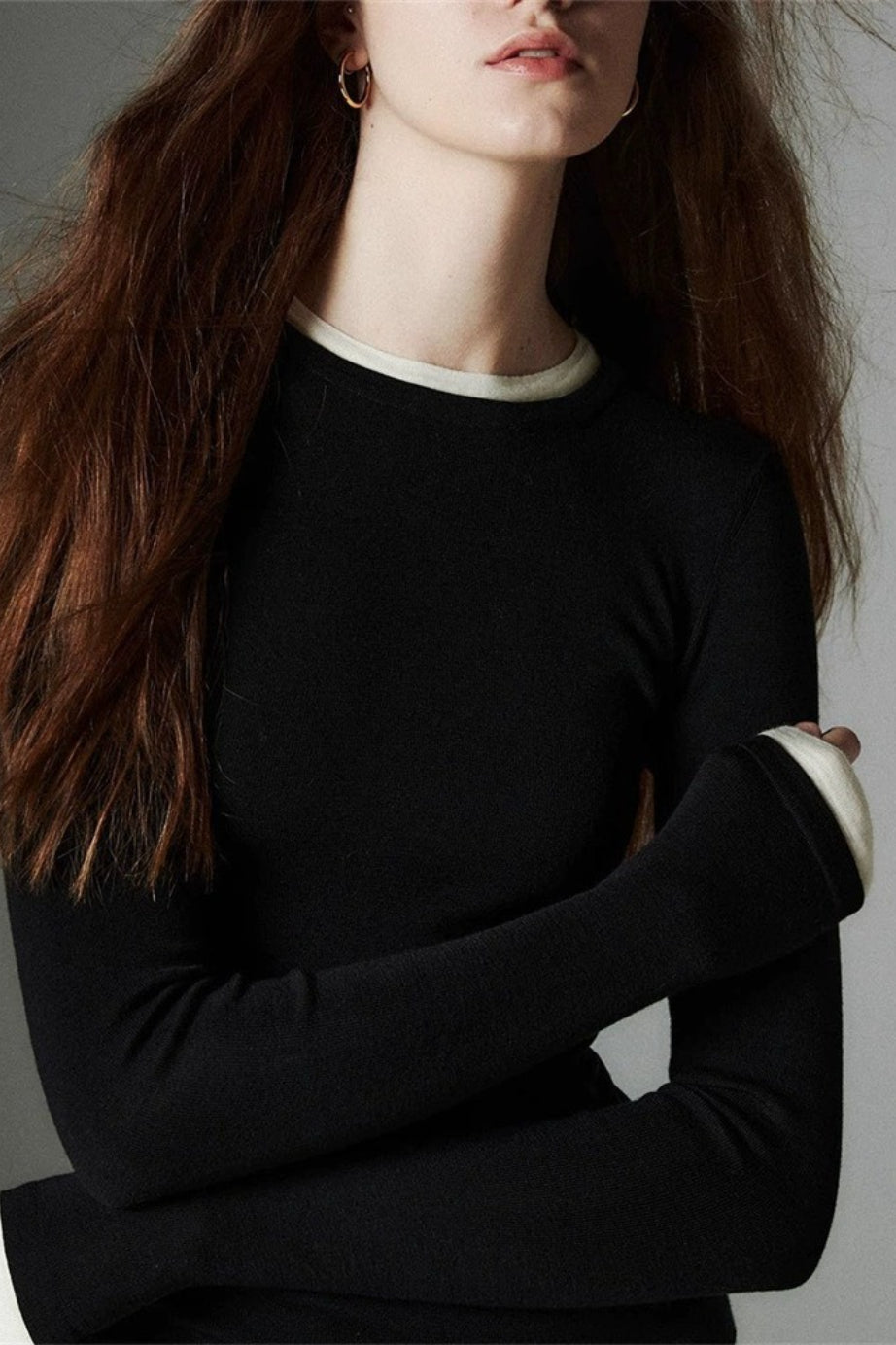 Color Block Multi Collar Knit Top Secondary image