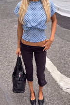 Polka Dot Waist Cinched Slim Crop Top