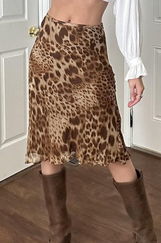 American Retro Leopard Print A-Line Skirt Secondary image
