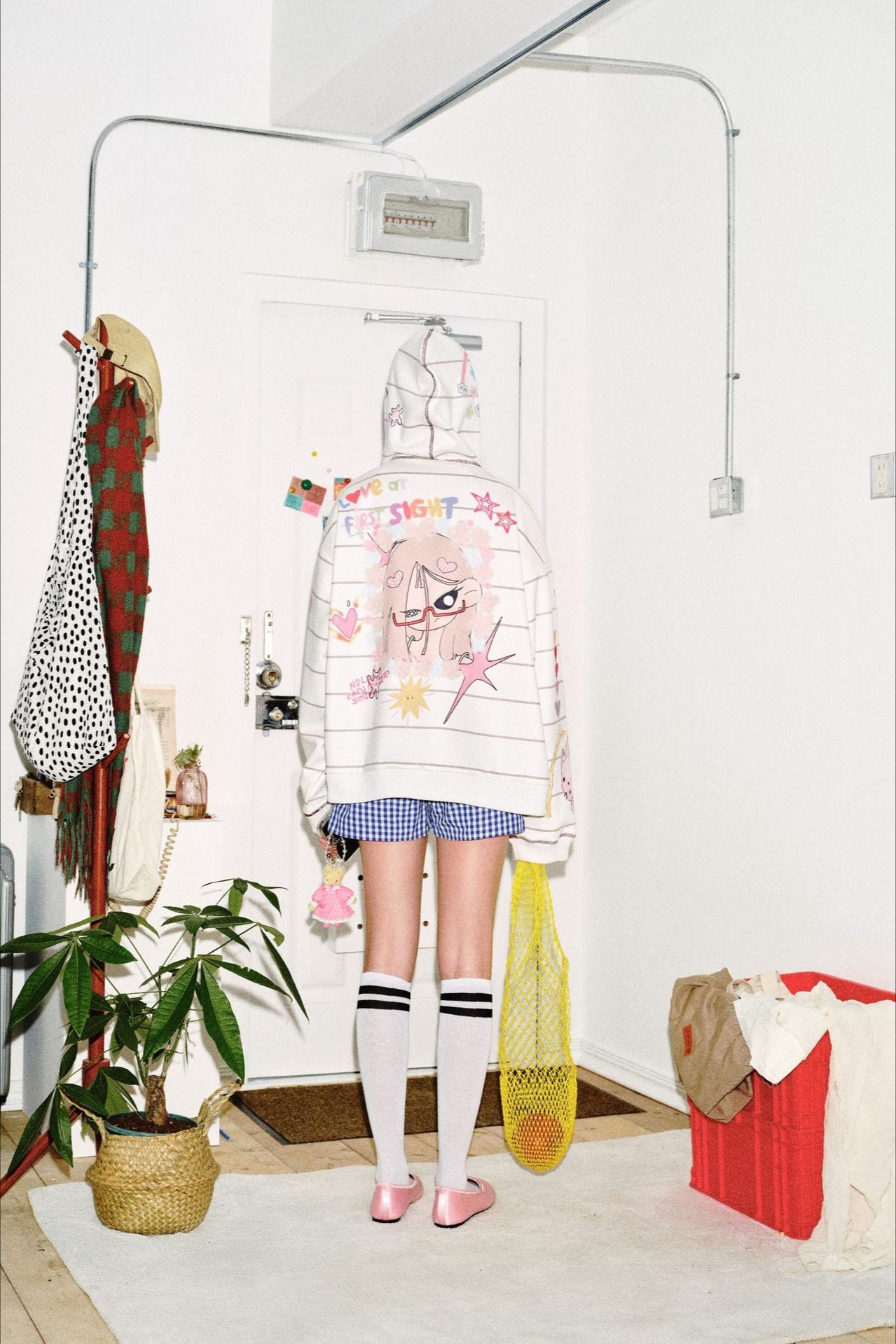 Playful Graffiti Stripe Print Hoodie Secondary image