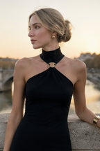 High Neck Sleeveless Slit Formal Dress