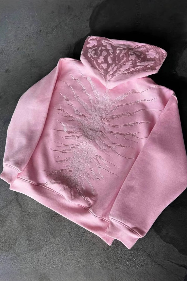 Patchwork Washed Print Zip Hoodie Main image