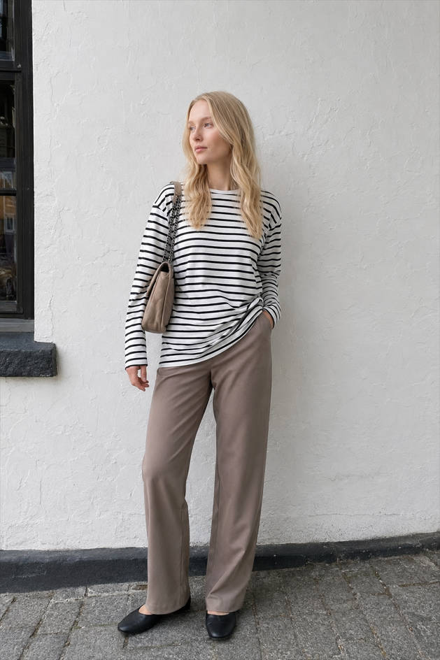 Cotton Striped Crew Neck Long Sleeve Tee Main image