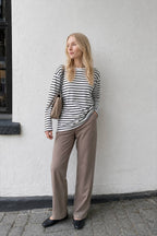 Cotton Striped Crew Neck Long Sleeve Tee