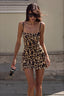 Leopard Print Lace Up Back Cami Mini Dress