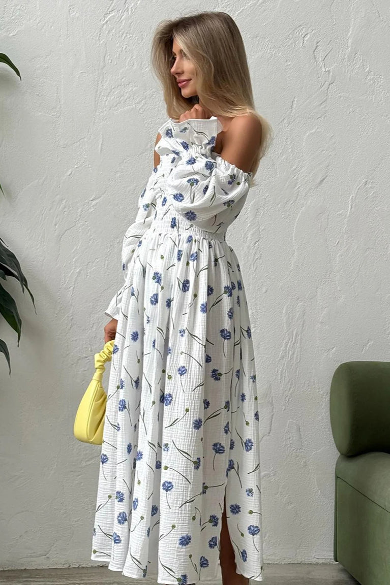 Vintage Ruffle Midi Side Slit Floral Dress Secondary image