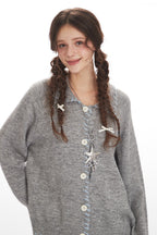 Vintage Collared Open Front Knit Top