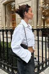 Cropped Pocket Detail Cotton Blouse