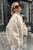Loop Knit Stand Collar Coat