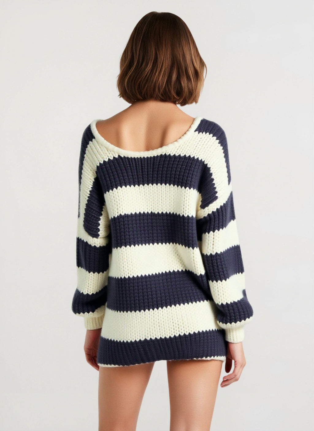 Casual Loose Off-Shoulder Striped Sweet Sweater