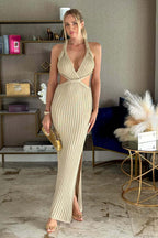Slim Backless Knit Cami Cover-Up Beach Sweater Dress