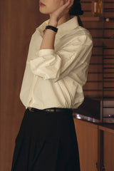 Line Cut Collared Cotton Blouse