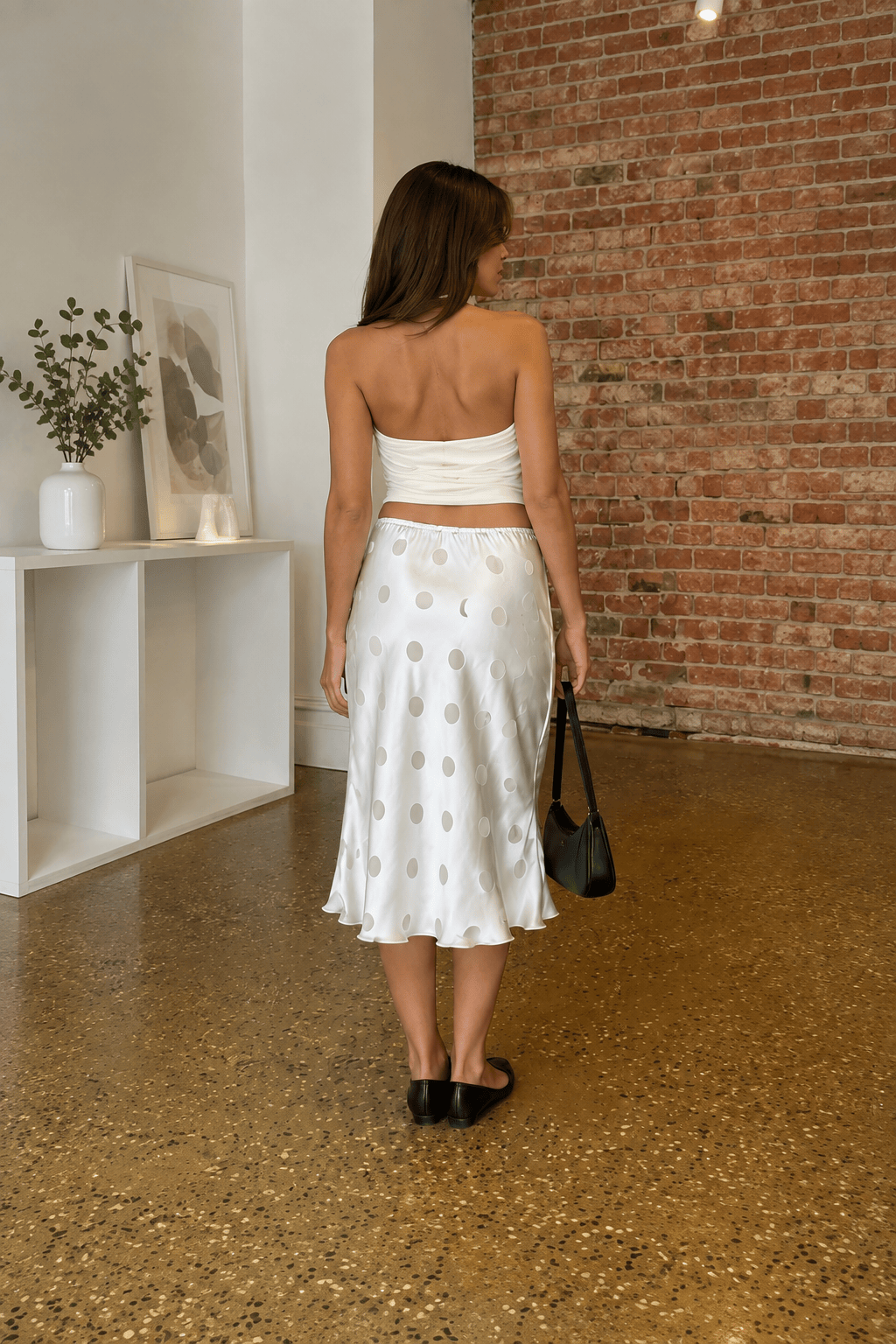 White Polka Dot Sheer Casual Skirt