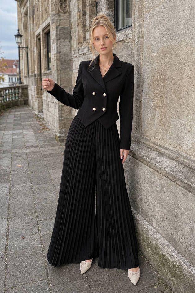 Tailored Pleated Two Piece Blazer Pants Set