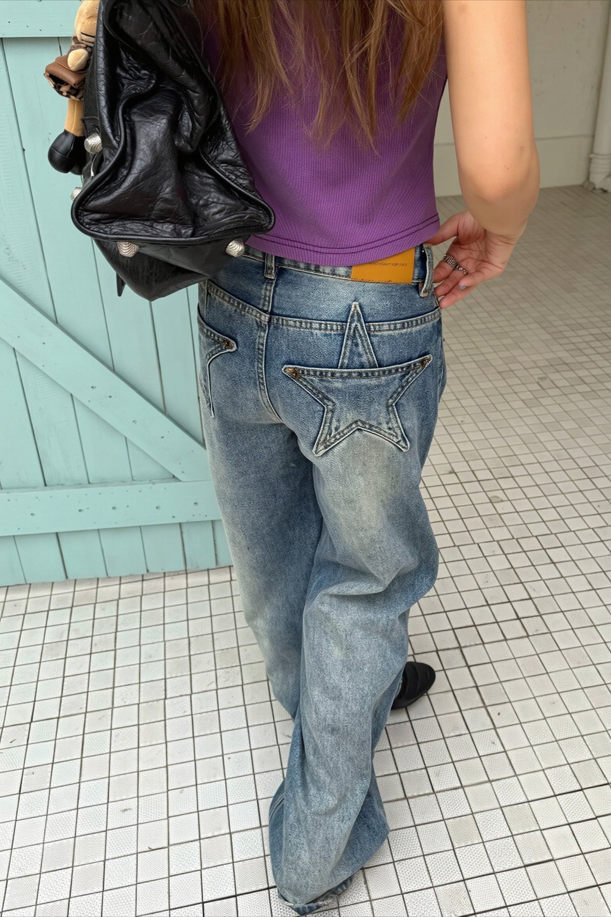 Vintage Washed Star Straight Leg Jeans Main image